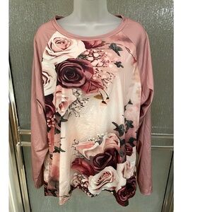 Women’s floral long-sleeved tunic top, plus size 2XL, NWT